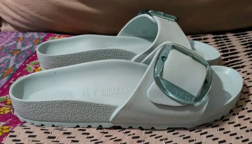 Birkenstock Madrid Big Buckle EVA Surf Green Sandals MISMATCH Sz W7 L / W8 R